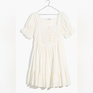 Madewell Puff Sleeve Drawstring Mini Dress NF872 White L